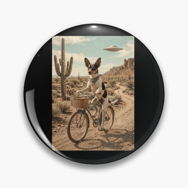 Item preview, Toy Fox Terrier Riding Bike Wild West Western UFO Dog Lover designed and sold by dian-rody-crest.