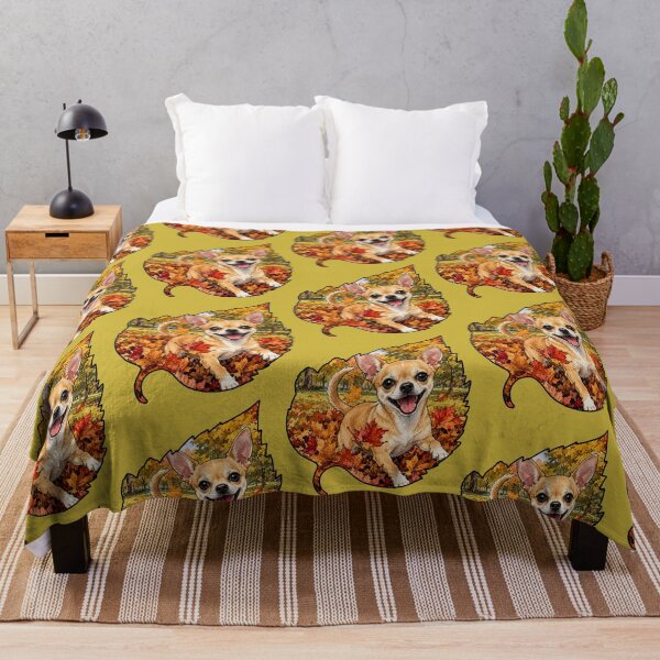 Item preview, Fall Chihuahua Playing In Autumn Leaves designed and sold by Lion and Lamb Design.