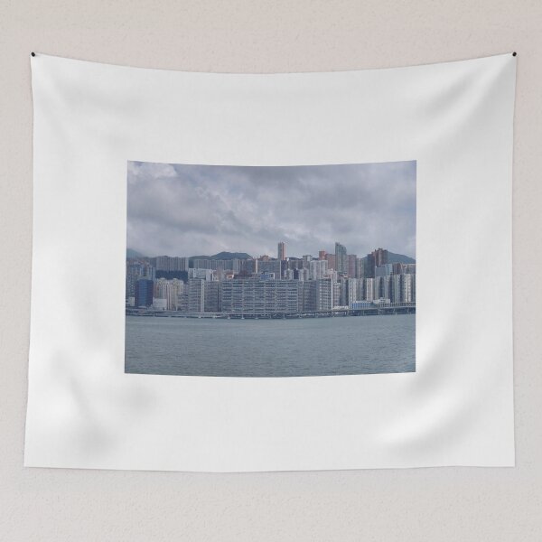 Item preview, Hong Kong Harbour Skyline – Dense City Towers Beneath Moody Skies designed and sold by pbchan.