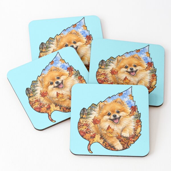 Item preview, Fall Pomeranian Playing In Autumn Leaves designed and sold by Lion and Lamb Design.