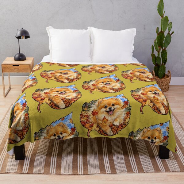 Item preview, Fall Pomeranian Playing In Autumn Leaves designed and sold by Lion and Lamb Design.