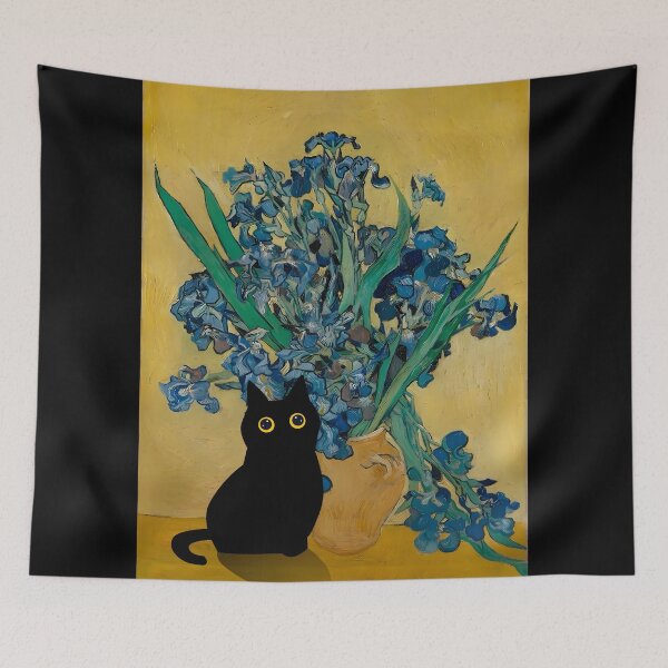 Item preview, Black Cat With Irises designed and sold by PurrfectHome.