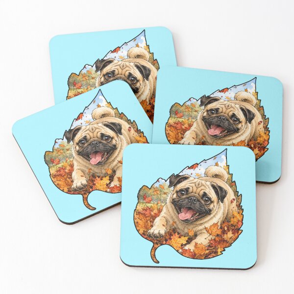 Item preview, Fall Pug Playing In Autumn Leaves designed and sold by Lion and Lamb Design.