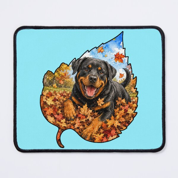Item preview, Fall Rottweiler Playing In Autumn Leaves designed and sold by Lion and Lamb Design.