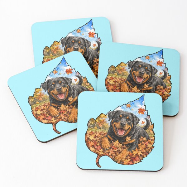 Item preview, Fall Rottweiler Playing In Autumn Leaves designed and sold by Lion and Lamb Design.