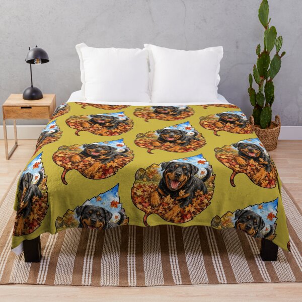 Item preview, Fall Rottweiler Playing In Autumn Leaves designed and sold by Lion and Lamb Design.