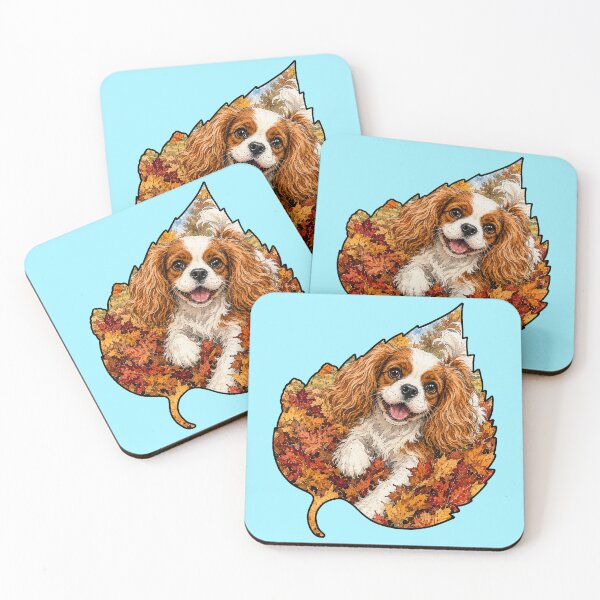 Item preview, Cavalier King Charles Spaniel Playing In Autumn Leaves designed and sold by Lion and Lamb Design.