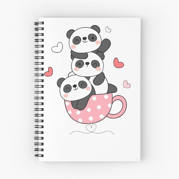 Item preview, Cute PANDA trio in pink polka dot cup  designed and sold by AaryaGraphics.