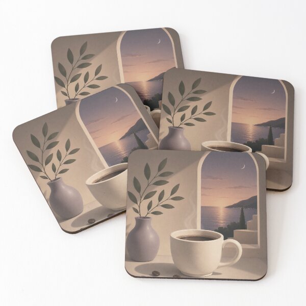 Item preview, Mediterranean Dusk Coffee | Cozy Crescent Moon Evening designed and sold by joycrysstudio.