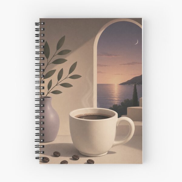 Item preview, Mediterranean Dusk Coffee | Cozy Crescent Moon Evening designed and sold by joycrysstudio.