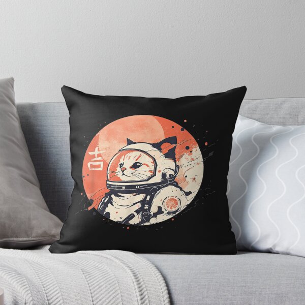 Item preview, Japanese Minimalist 1950s Retro Space Cat Good Luck Kanji designed and sold by forthelovat12.