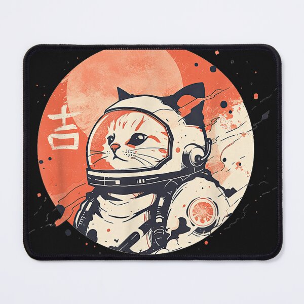 Item preview, Japanese Minimalist 1950s Retro Space Cat Good Luck Kanji designed and sold by forthelovat12.