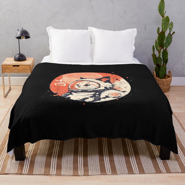 Item preview, Japanese Minimalist 1950s Retro Space Cat Good Luck Kanji designed and sold by forthelovat12.