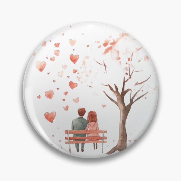 Item preview, Romantic Couple Sitting under Cherry Blossom Tree Watercolor Art designed and sold by KLSRAJ.