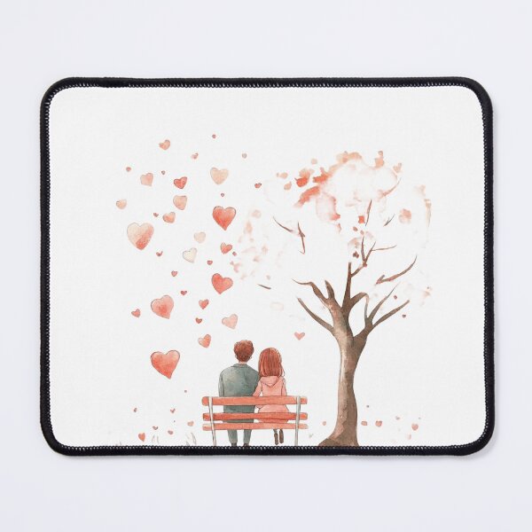 Item preview, Romantic Couple Sitting under Cherry Blossom Tree Watercolor Art designed and sold by KLSRAJ.