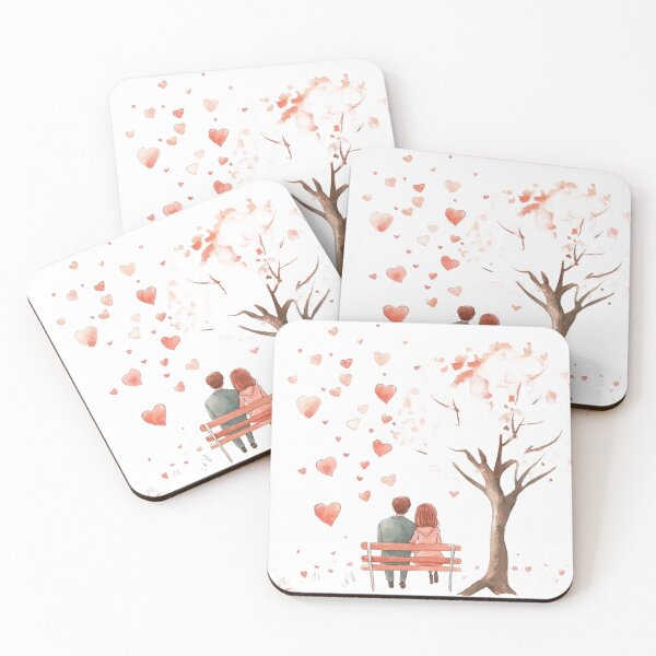 Item preview, Romantic Couple Sitting under Cherry Blossom Tree Watercolor Art designed and sold by KLSRAJ.