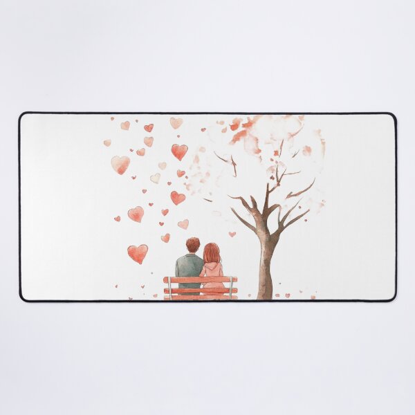 Item preview, Romantic Couple Sitting under Cherry Blossom Tree Watercolor Art designed and sold by KLSRAJ.