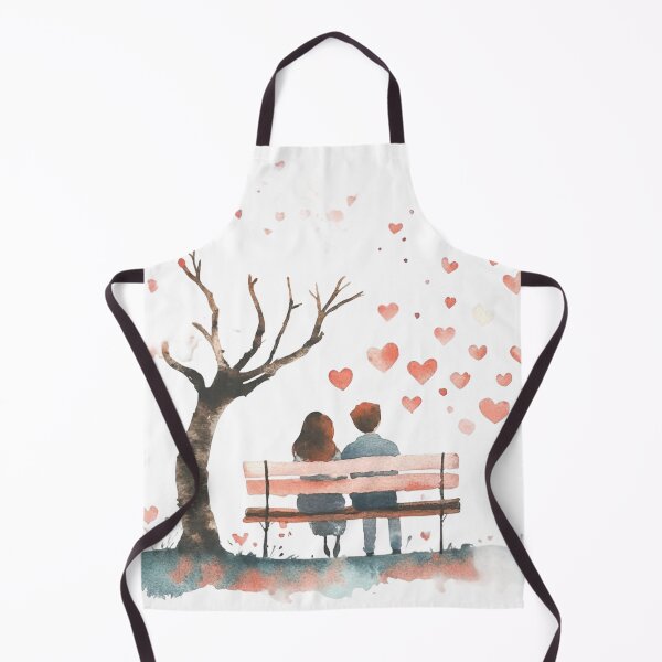 Item preview, Cute Couple Sitting on Bench with Floating Hearts Watercolor designed and sold by KLSRAJ.