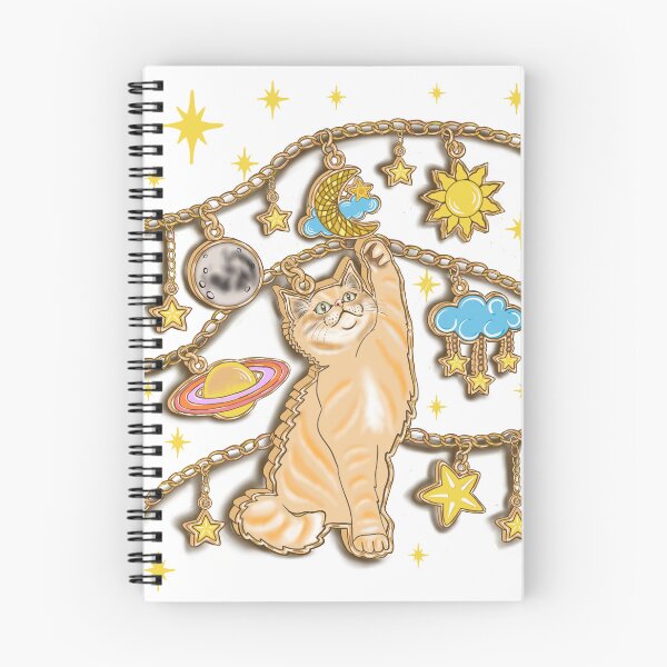 Item preview, Cosmic Orange Tabby Cat Charm playing with celestial charms designed and sold by Taçiana  Estrela.