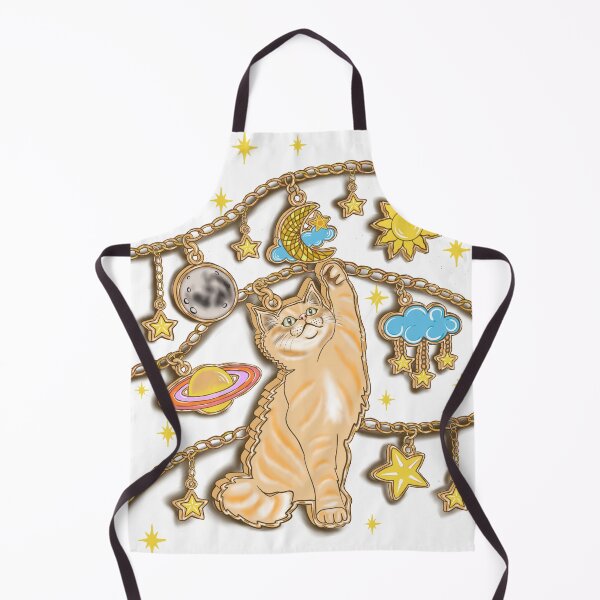 Item preview, Cosmic Orange Tabby Cat Charm playing with celestial charms designed and sold by Taçiana Estrela.