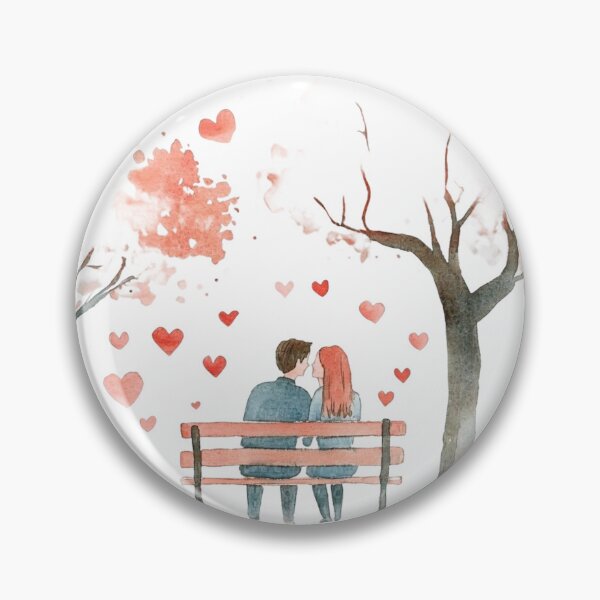 Item preview, Sweet Kissing Couple on Bench Watercolor Romance Art designed and sold by KLSRAJ.