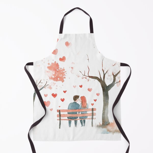 Item preview, Sweet Kissing Couple on Bench Watercolor Romance Art designed and sold by KLSRAJ.