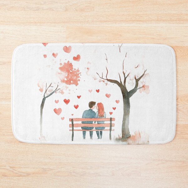 Item preview, Sweet Kissing Couple on Bench Watercolor Romance Art designed and sold by KLSRAJ.