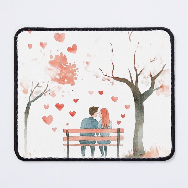 Item preview, Sweet Kissing Couple on Bench Watercolor Romance Art designed and sold by KLSRAJ.