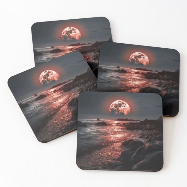 Item preview, Red Moon Over the Ocean designed and sold by ZrnzoDesign.