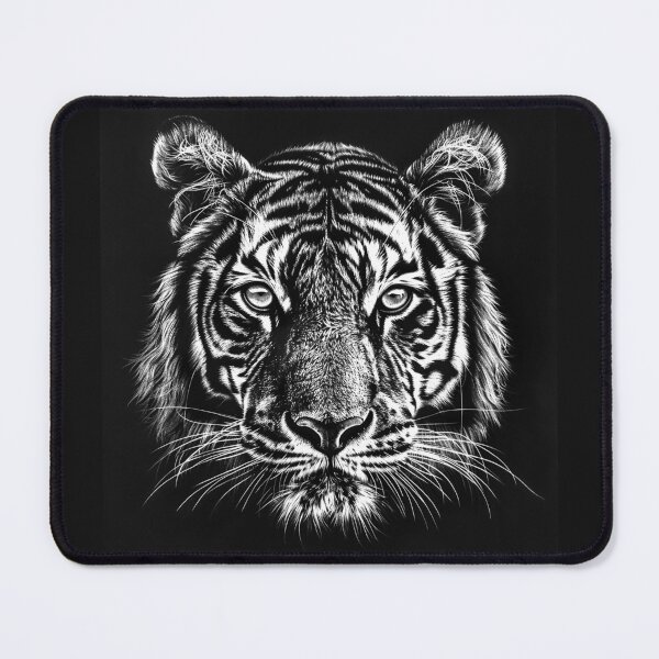 Item preview, Majestic Tiger Portrait – Black and White Wildlife Art designed and sold by inkoutninja.