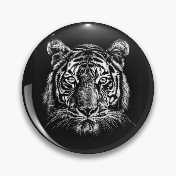 Item preview, Majestic Tiger Portrait – Black and White Wildlife Art designed and sold by inkoutninja.