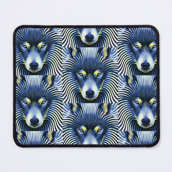 Item preview,  MARINA — Trippy Wolf Optical Illusion | Pop Art Vaporwave Alternative in Navy & Gold designed and sold by ✨nightvrld.