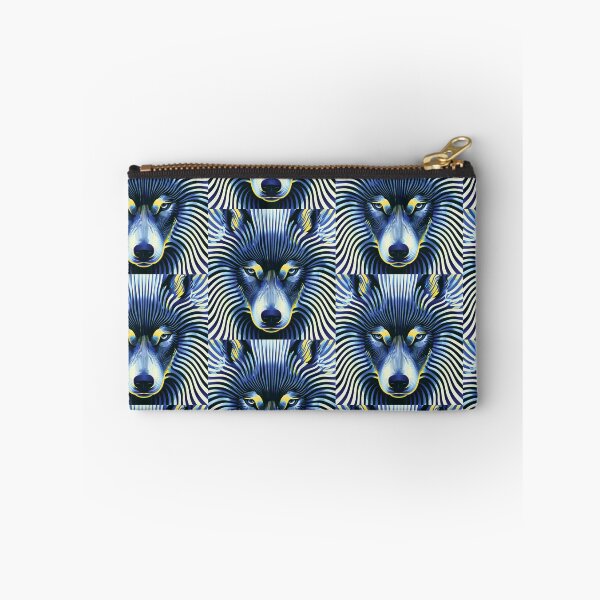 Item preview,  MARINA — Trippy Wolf Optical Illusion | Pop Art Vaporwave Alternative in Navy & Gold designed and sold by ✨nightvrld.