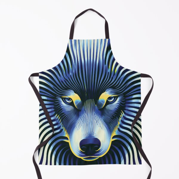 Item preview, MARINA — Trippy Wolf Optical Illusion | Pop Art Vaporwave Alternative in Navy & Gold designed and sold by ✨nightvrld.