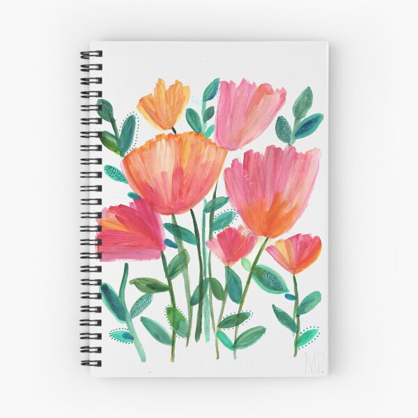 Aperçu de l'œuvre Aquarelle de fleurs sauvages rouge-orange créée et vendue par A Painted Garden  .