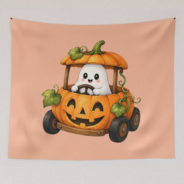 Item preview, Cute Halloween Ghost Pumpkin Carriage designed and sold by trendspatterns.