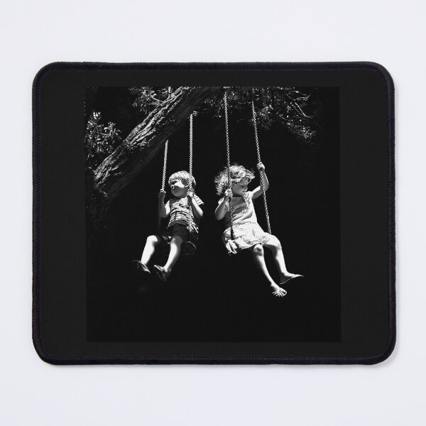 Item preview, Children on Tree Swing – Nostalgic Black and White Childhood Art designed and sold by inkoutninja.