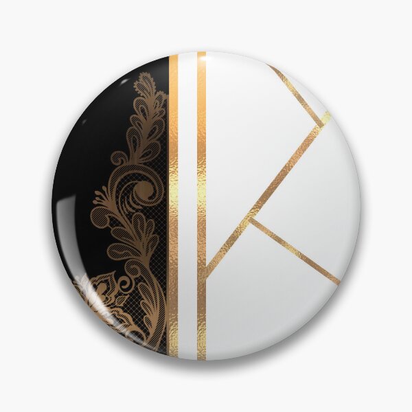 Item preview, Gold Floral Lace & Geometric Line Art Split Black White designed and sold by Verantia.