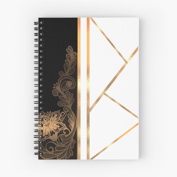 Item preview, Gold Floral Lace & Geometric Line Art Split Black White designed and sold by Verantia.