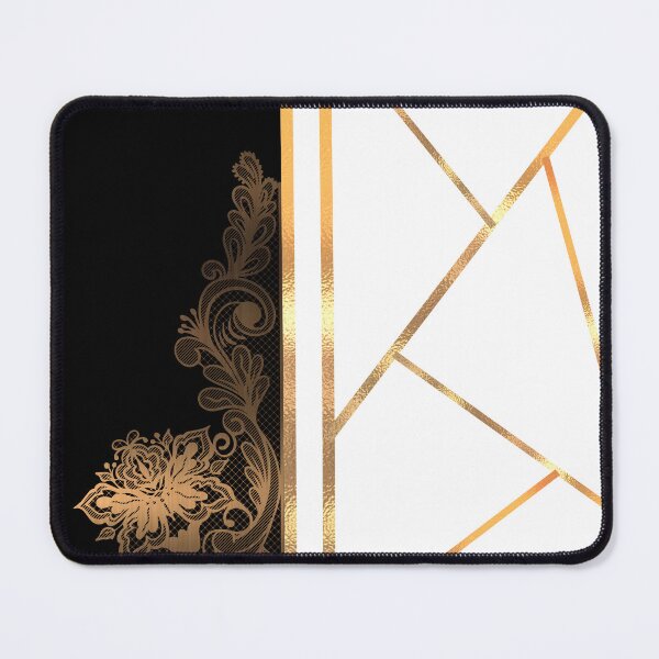 Item preview, Gold Floral Lace & Geometric Line Art Split Black White designed and sold by Verantia.