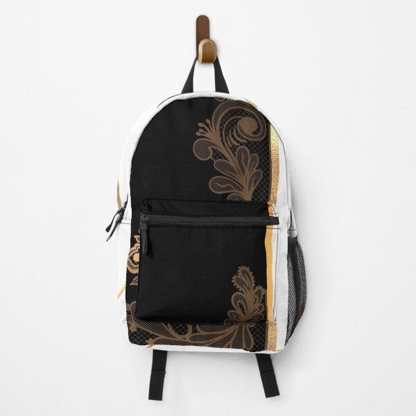 Item preview, Gold Floral Lace & Geometric Line Art Split Black White designed and sold by Verantia.