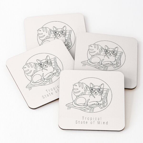 Item preview, Minimalist Tropical Siamese Cat Line Art - Summer Beach Accessories designed and sold by tineldesign.