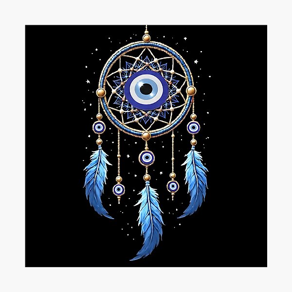 Item preview, Evil Eye Mandala Dreamcatcher Spiritual Art designed and sold by WhiteLightPrint.