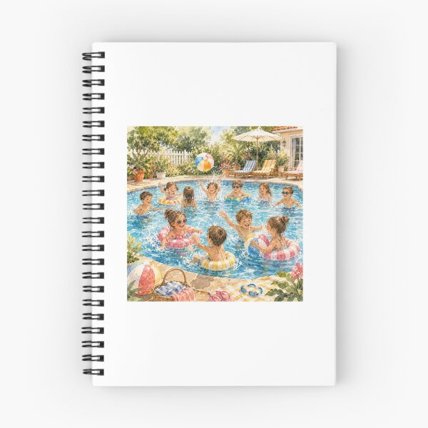 Item preview, Children Playing Together in the Swimming Pool – Joyful Summer Watercolor designed and sold by NestDesigns01.