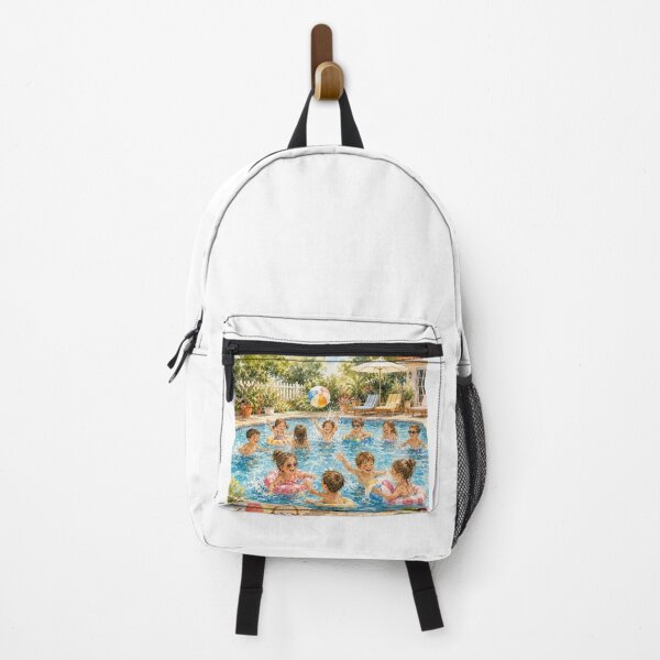Item preview, Children Playing Together in the Swimming Pool – Joyful Summer Watercolor designed and sold by NestDesigns01.