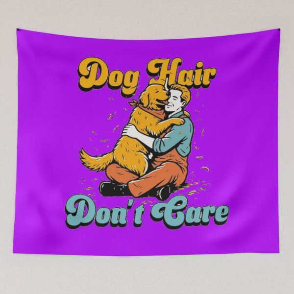 Item preview, Dog Hair Don't Care Golden Retriever - Retro 70s Dog Dad Hug designed and sold by GenZFashion000.