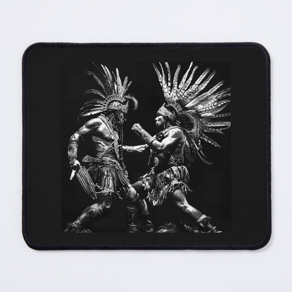 Item preview, Feathered Headdress Warriors – Black and White Battle Art designed and sold by inkoutninja.