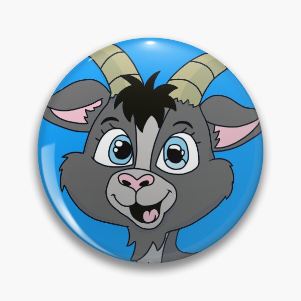 Item preview, Cute Kawaii Gray Goat with Curved Horns designed and sold by CozyCritters8.