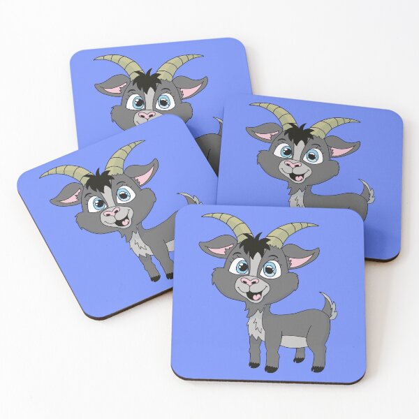 Item preview, Cute Kawaii Gray Goat with Curved Horns designed and sold by CozyCritters8.