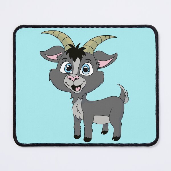 Item preview, Cute Kawaii Gray Goat with Curved Horns designed and sold by CozyCritters8.